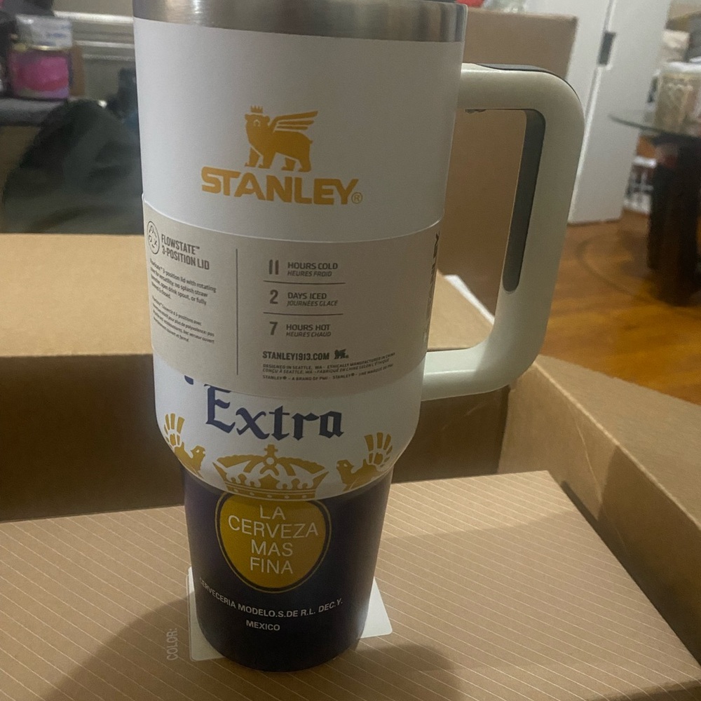 Stanley White and Blue Insulated Mug